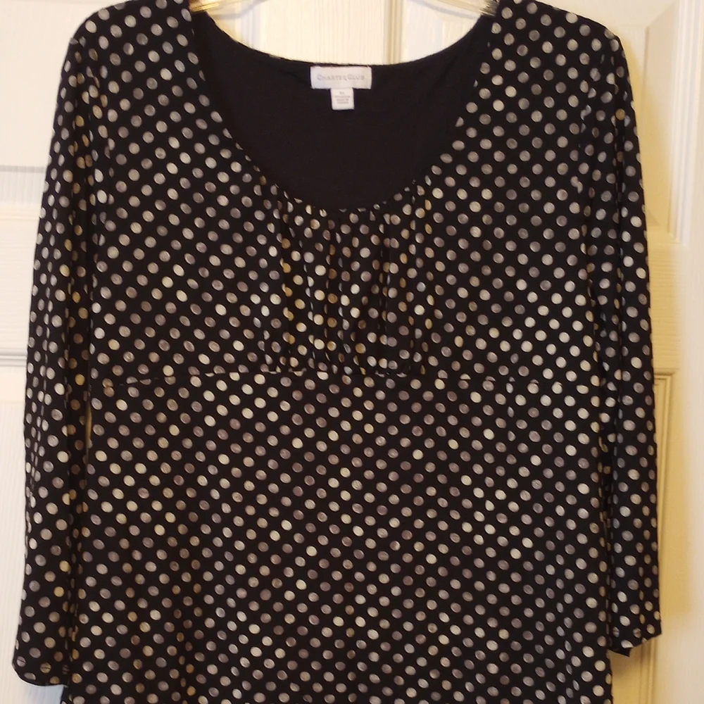 Charter Club polkadot black and white top.XL - Picture 2 of 7